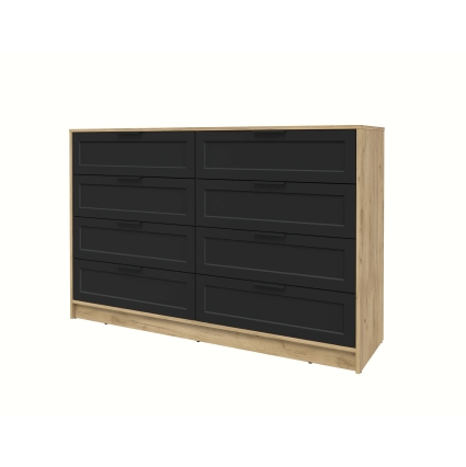 Kомод Тренд КТ-К157 (Дуб золотой ЛДСП/ Черный ЛМДФ) Ш1565 В1020 Г451